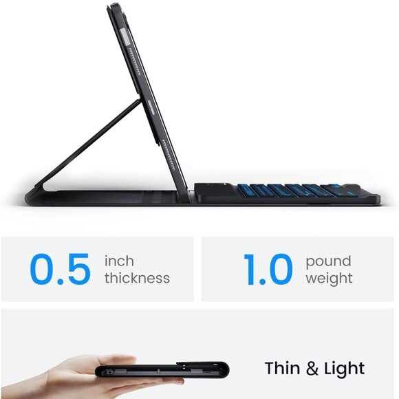 🎁Free w/Purchase🎁 OYEEICE Smart Folio Keyboard Case for iPad 10.9" - Black - Picture 6 of 9